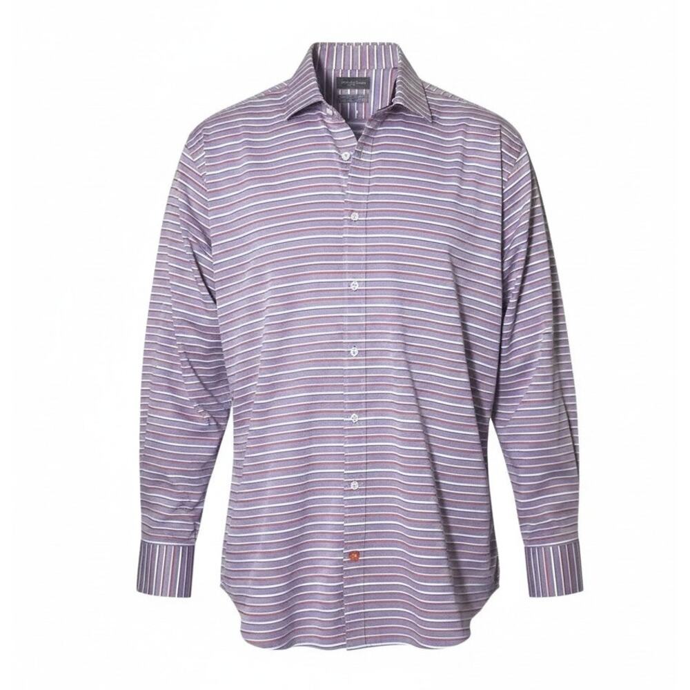 Thomas Dean Men's Size XXL Button Up Shirt Long Sleeve Flip Cuff Striped